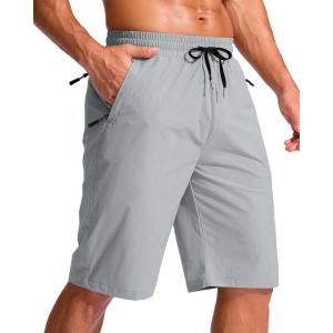 imageG Gradual Mens 11quot Board Shorts with 3 Zipper Pockets Long Swim Trunks Quick Dry Bathing Suit Swimwear Beach Shorts No LinerLight Grey