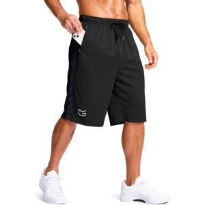 imageG Gradual Mens 11quot Long Basketball Shorts with Zipper Pockets Mesh Quick Dry Lightweight Gym Athletic Shorts for MenBlack