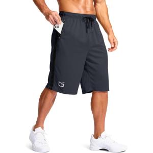 imageG Gradual Mens 11quot Long Basketball Shorts with Zipper Pockets Mesh Quick Dry Lightweight Gym Athletic Shorts for MenDark Grey