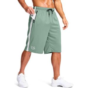 imageG Gradual Mens 11quot Long Basketball Shorts with Zipper Pockets Mesh Quick Dry Lightweight Gym Athletic Shorts for MenLodenfrost