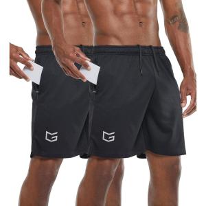 imageG Gradual Mens 2 Pack 7quot Workout Running Shorts Quick Dry Lightweight Gym Shorts with Zip PocketsBlackBlack