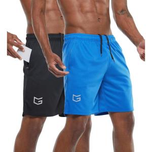 imageG Gradual Mens 2 Pack 7quot Workout Running Shorts Quick Dry Lightweight Gym Shorts with Zip PocketsBlackBlue