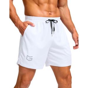 imageG Gradual Mens Athletic Workout Shorts with Pockets 5quot7quot9quot Lightweight Quick Dry Gym Basketball Running Shorts for MenWhite