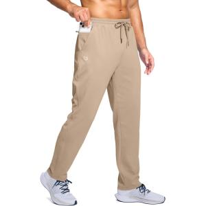 imageG Gradual Mens Fleece Lined Pants with Zipper Pocket Winter Warm Athletic Joggers Sweatpants for Men Workout Running GymKhaki