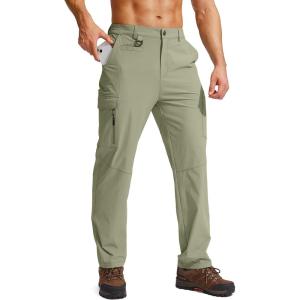 imageG Gradual Mens Hiking Cargo Pants Water Resistant Quick Dry Lightweight Outdoor Tactical Pants for Men with Multi PocketLight Green