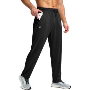 imageG Gradual Mens Sweatpants with Zipper Pockets Lightweight Mesh Athletic Pants for Men Open Bottom Workout Gym RunningBlack
