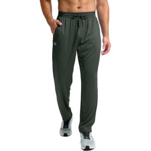 imageG Gradual Mens Sweatpants with Zipper Pockets Lightweight Mesh Athletic Pants for Men Open Bottom Workout Gym RunningDark Olive