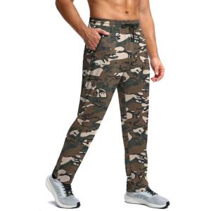 imageG Gradual Mens Sweatpants with Zipper Pockets Lightweight Mesh Athletic Pants for Men Open Bottom Workout Gym RunningGreen Camo