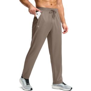 imageG Gradual Mens Sweatpants with Zipper Pockets Lightweight Mesh Athletic Pants for Men Open Bottom Workout Gym RunningLight Brown