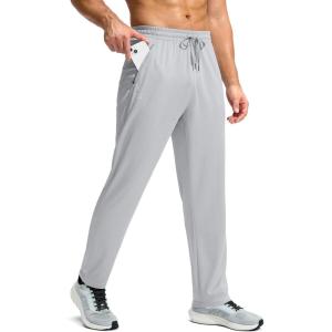 imageG Gradual Mens Sweatpants with Zipper Pockets Lightweight Mesh Athletic Pants for Men Open Bottom Workout Gym RunningLight Grey