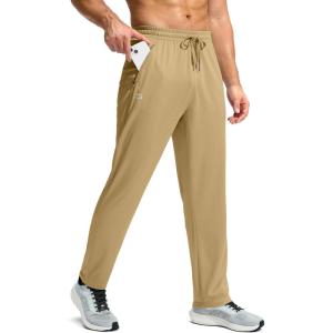 imageG Gradual Mens Sweatpants with Zipper Pockets Lightweight Mesh Athletic Pants for Men Open Bottom Workout Gym RunningLight Khaki