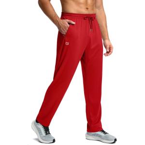 imageG Gradual Mens Sweatpants with Zipper Pockets Lightweight Mesh Athletic Pants for Men Open Bottom Workout Gym RunningRed