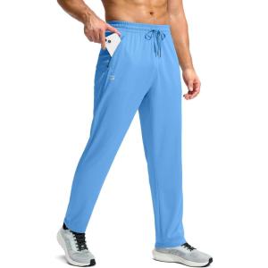 imageG Gradual Mens Sweatpants with Zipper Pockets Lightweight Mesh Athletic Pants for Men Open Bottom Workout Gym RunningSky Blue