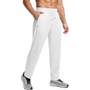 imageG Gradual Mens Sweatpants with Zipper Pockets Lightweight Mesh Athletic Pants for Men Open Bottom Workout Gym RunningWhite