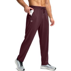 imageG Gradual Mens Sweatpants with Zipper Pockets Lightweight Mesh Athletic Pants for Men Open Bottom Workout Gym RunningWine