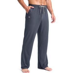 imageG Gradual Mens Yoga Sweatpants Soft Lounge Casual Pants Open Bottom Stretchy Athletic Sweat Pants with PocketsDusty Blue