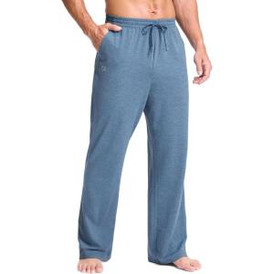 imageG Gradual Mens Yoga Sweatpants Soft Lounge Casual Pants Open Bottom Stretchy Athletic Sweat Pants with PocketsHeather Haze Blue