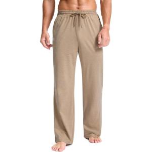 imageG Gradual Mens Yoga Sweatpants Soft Lounge Casual Pants Open Bottom Stretchy Athletic Sweat Pants with PocketsHeather Khaki
