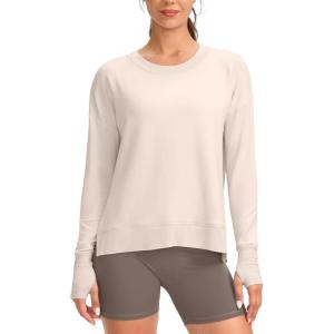 imageG Gradual Sweatshirt for Women Buttery Soft Yoga Tops Crewneck Modal Pullover Shirts Side Slit Thumb HolesOats White