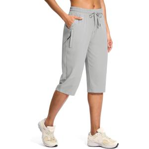 imageG Gradual Womens 15quot Long Shorts Below The Knee Capri Lightweight Quick Dry Hiking Cargo Shorts for Women with 3 Pockets15inbright Grey