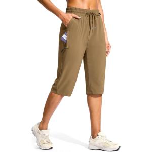 imageG Gradual Womens 15quot Long Shorts Below The Knee Capri Lightweight Quick Dry Hiking Cargo Shorts for Women with 3 Pockets15indark Khaki
