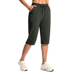 imageG Gradual Womens 15quot Long Shorts Below The Knee Capri Lightweight Quick Dry Hiking Cargo Shorts for Women with 3 Pockets15inolive