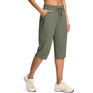 imageG Gradual Womens 15quot Long Shorts Below The Knee Capri Lightweight Quick Dry Hiking Cargo Shorts for Women with 3 Pockets15inslate Green