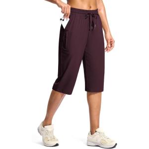 imageG Gradual Womens 15quot Long Shorts Below The Knee Capri Lightweight Quick Dry Hiking Cargo Shorts for Women with 3 Pockets15inwine