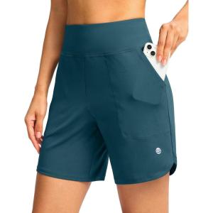 imageG Gradual Womens Athletic Shorts 6quot High Waisted Stretchy Bermuda Shorts for Women Quick Dry Summer Casual ShortsGreen