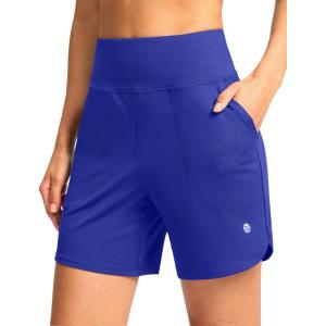 imageG Gradual Womens Athletic Shorts 6quot High Waisted Stretchy Bermuda Shorts for Women Quick Dry Summer Casual ShortsRoyal Blue