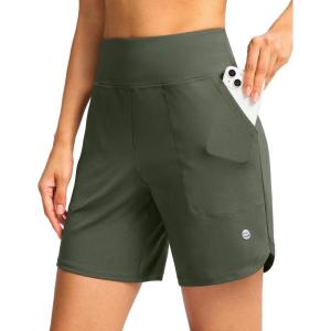 imageG Gradual Womens Athletic Shorts 6quot High Waisted Stretchy Bermuda Shorts for Women Quick Dry Summer Casual ShortsSage Green