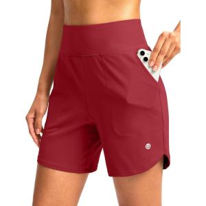 imageG Gradual Womens Athletic Shorts 6quot High Waisted Stretchy Bermuda Shorts for Women Quick Dry Summer Casual ShortsTomato Red
