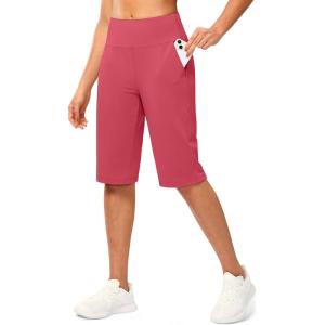 imageG Gradual Womens Bermuda Long Shorts 14quot Knee Length Capris with Pockets High Waisted Athletic Casual Shorts for WomenBriar Rose
