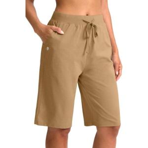 imageG Gradual Womens Bermuda Shorts 11quot Knee Length Long Comfy Drawstring Walking Shorts for Women with Deep PocketsDark Khaki