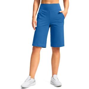 imageG Gradual Womens Bermuda Shorts 12quot Knee Length with Pockets High Waisted Stretch Long Shorts for Women Casual WalkingBlue