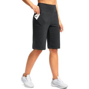 imageG Gradual Womens Bermuda Shorts 12quot Knee Length with Pockets High Waisted Stretch Long Shorts for Women Casual WalkingCharcoal