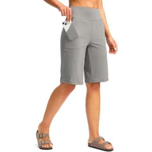 imageG Gradual Womens Bermuda Shorts 12quot Knee Length with Pockets High Waisted Stretch Long Shorts for Women Casual WalkingLight Grey