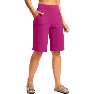 imageG Gradual Womens Bermuda Shorts 12quot Knee Length with Pockets High Waisted Stretch Long Shorts for Women Casual WalkingRose