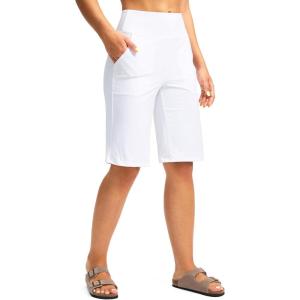 imageG Gradual Womens Bermuda Shorts 12quot Knee Length with Pockets High Waisted Stretch Long Shorts for Women Casual WalkingWhite