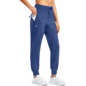 imageG Gradual Womens Fleece Lined Joggers Water Resistant Hiking Pants High Waisted Winter Thermal Sweatpants 3 Zipper PocketsDark Blue