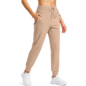 imageG Gradual Womens Fleece Lined Joggers Water Resistant Hiking Pants High Waisted Winter Thermal Sweatpants 3 Zipper PocketsKhaki