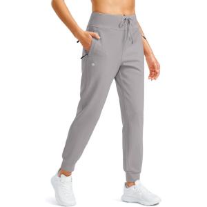 imageG Gradual Womens Fleece Lined Joggers Water Resistant Hiking Pants High Waisted Winter Thermal Sweatpants 3 Zipper PocketsLight Grey