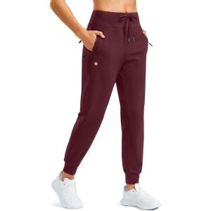 imageG Gradual Womens Fleece Lined Joggers Water Resistant Hiking Pants High Waisted Winter Thermal Sweatpants 3 Zipper PocketsWine