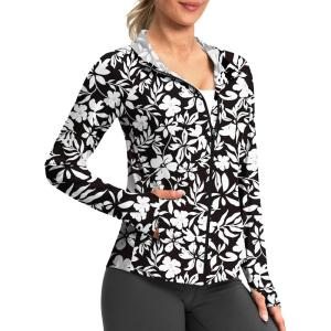 imageG Gradual Womens UPF 50 Sun Protection Hoodie Jacket Lightweight Zip Up Jackets Long Sleeve Shirts for Women Hiking OutdoorWhite Flower