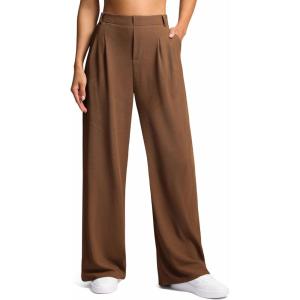 imageG Gradual Womens Wide Leg Pants High Waisted Waffle Knit Business Casual Slacks 2025 Office Dress Trousers Pants for WomenDress Trousers Pants for WomenChocolate BrownXL