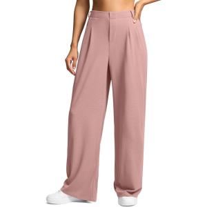 imageG Gradual Womens Wide Leg Pants High Waisted Waffle Knit Business Casual Slacks 2025 Office Dress Trousers Pants for WomenDusky Pink