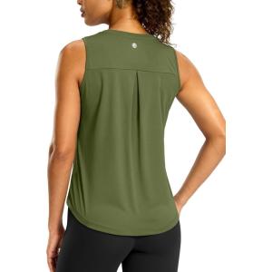 imageG Gradual Workout Tank Top for Women Sleeveless Athletic Yoga Tops High Neck Quick Dry Running Tennis Sports Shirts for WomenOlive