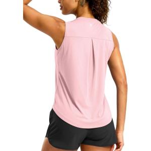 imageG Gradual Workout Tank Top for Women Sleeveless Athletic Yoga Tops High Neck Quick Dry Running Tennis Sports Shirts for WomenPink