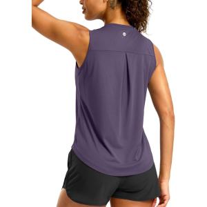 imageG Gradual Workout Tank Top for Women Sleeveless Athletic Yoga Tops High Neck Quick Dry Running Tennis Sports Shirts for WomenPurple Grey