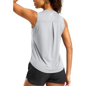 imageG Gradual Workout Tank Top for Women Sleeveless Athletic Yoga Tops High Neck Quick Dry Running Tennis Sports Shirts for WomenSilver Mist